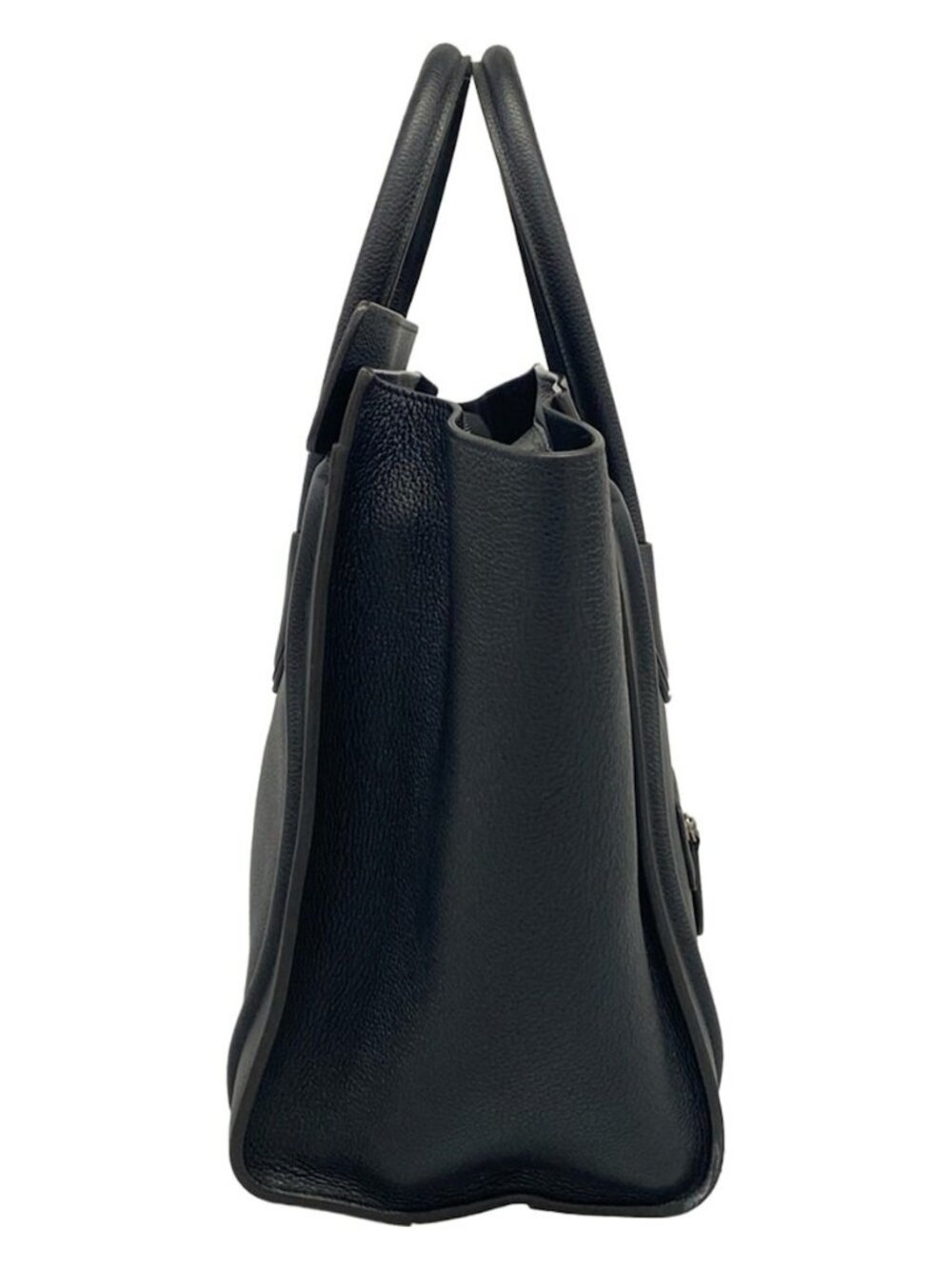 CELINE Luggage Mini Shopper - Black Drummed calfskin Handbag - Picture 2 of 15